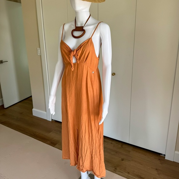 Roxy Elegant Orange/Cognac Sleeveless Dress - Picture 2 of 6